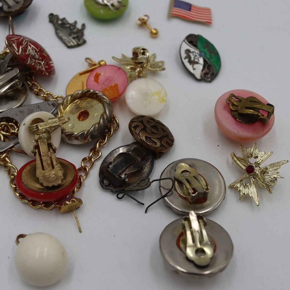 Vintage Mixed Costume Jewelry DIY Repair Lot +Box